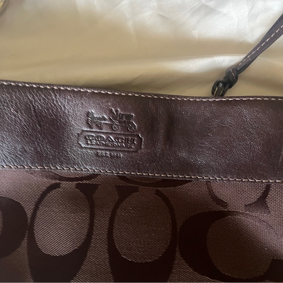 COACH Chocolate Brown Monogram Shoulder Bag - Picture 10 of 13